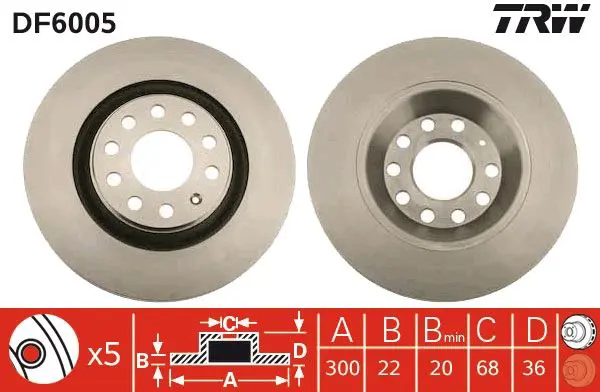 Handler.Part Brake disc TRW DF6005 1