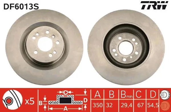 Handler.Part Brake disc TRW DF6013S 1