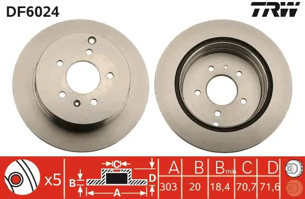 Handler.Part Brake disc TRW DF6024 1