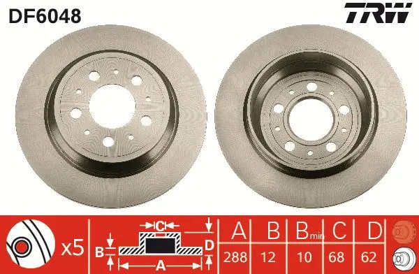 Handler.Part Brake disc TRW DF6048 1