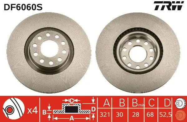 Handler.Part Brake disc TRW DF6060S 1