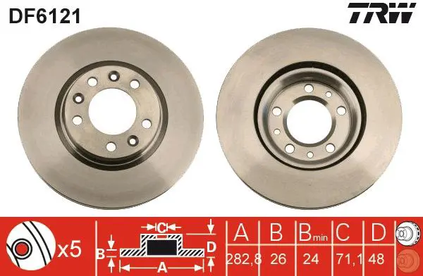 Handler.Part Brake disc TRW DF6121 1