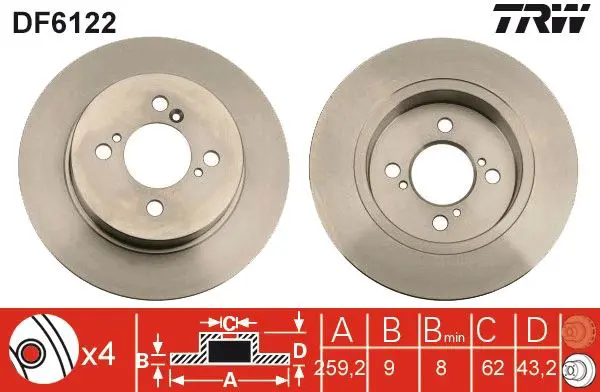 Handler.Part Brake disc TRW DF6122 1