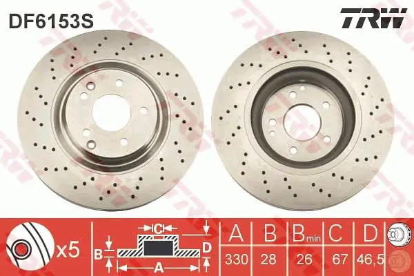 Handler.Part Brake disc TRW DF6153S 1