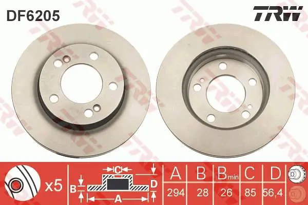 Handler.Part Brake disc TRW DF6205 1