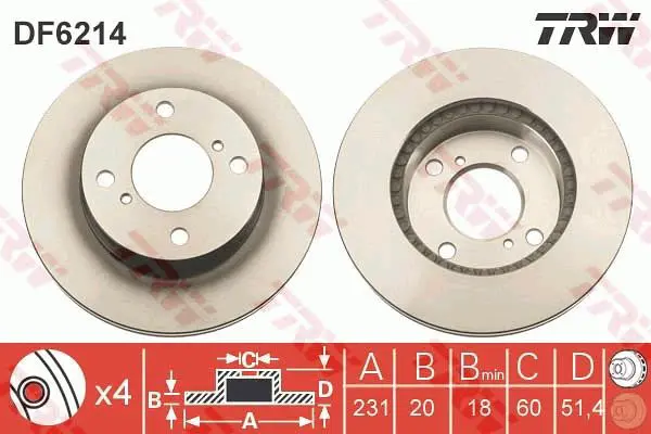 Handler.Part Brake disc TRW DF6214 1