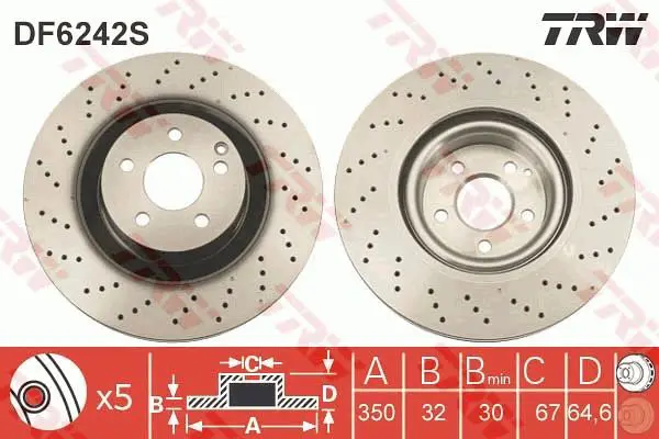 Handler.Part Brake disc TRW DF6242S 1