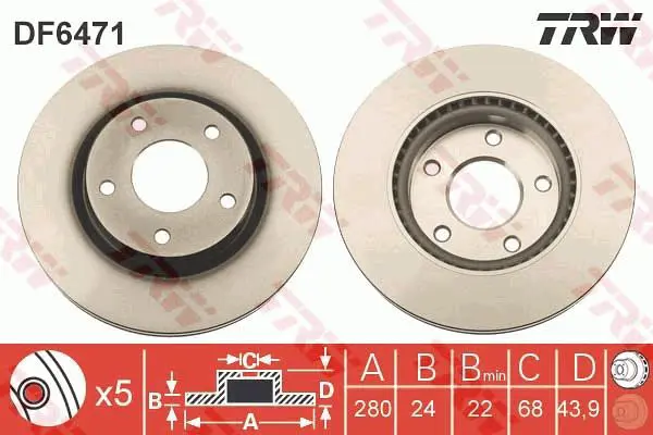 Handler.Part Brake disc TRW DF6471 1