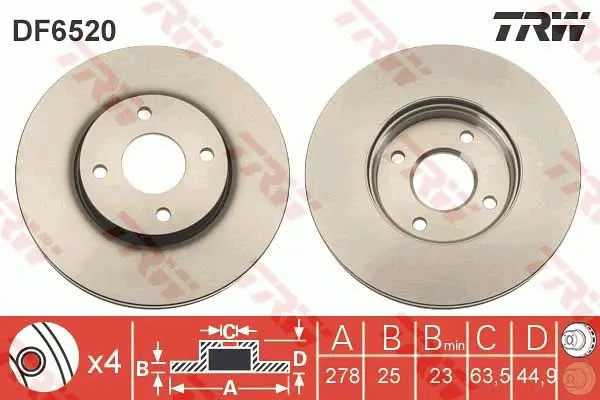 Handler.Part Brake disc TRW DF6520 1