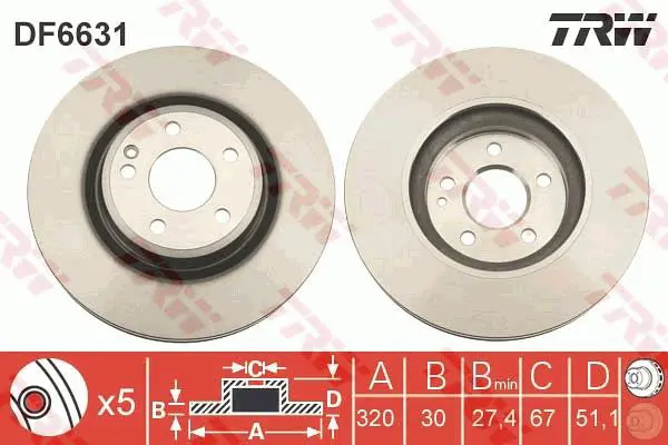 Handler.Part Brake disc TRW DF6631 1