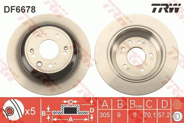 Handler.Part Brake disc TRW DF6678 1