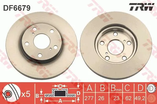 Handler.Part Brake disc TRW DF6679 1