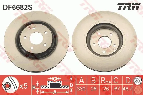 Handler.Part Brake disc TRW DF6682S 1