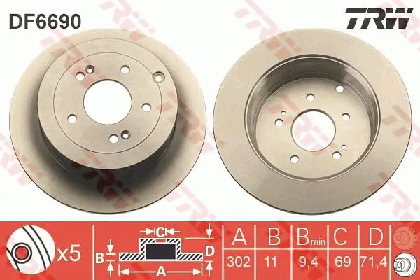 Handler.Part Brake disc TRW DF6690 1