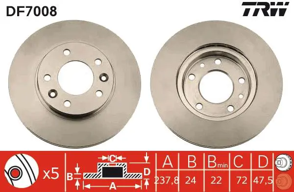 Handler.Part Brake disc TRW DF7008 1