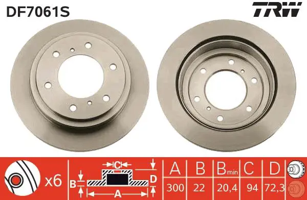 Handler.Part Brake disc TRW DF7061S 1