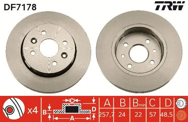 Handler.Part Brake disc TRW DF7178 1