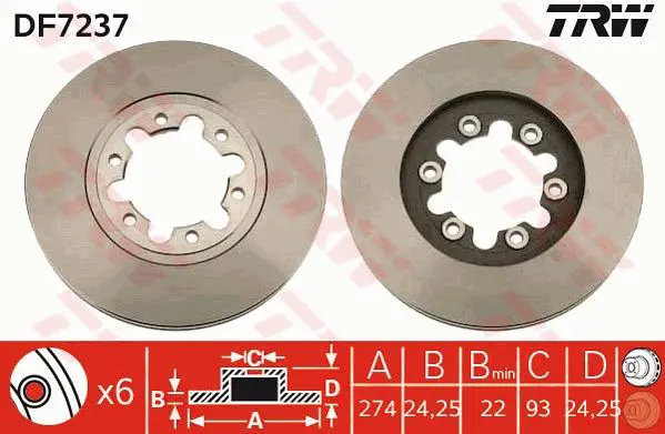 Handler.Part Brake disc TRW DF7237 1