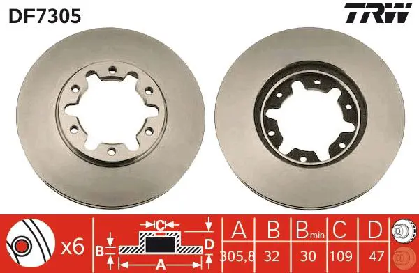 Handler.Part Brake disc TRW DF7305 1