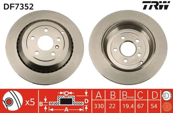 Handler.Part Brake disc TRW DF7352 1