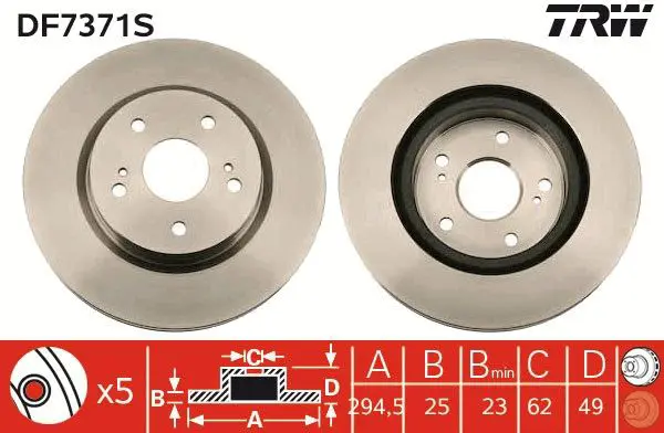 Handler.Part Brake disc TRW DF7371S 1