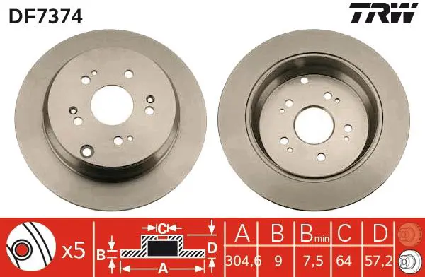 Handler.Part Brake disc TRW DF7374 1