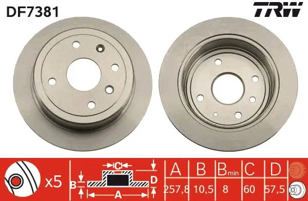 Handler.Part Brake disc TRW DF7381 1