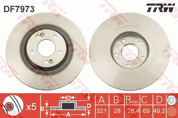 Handler.Part Brake disc TRW DF7973 1