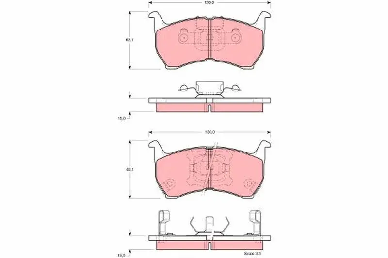 Handler.Part Brake pad set, disc brake TRW GDB1036 1