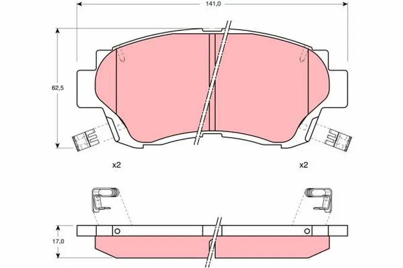 Handler.Part Brake pad set, disc brake TRW GDB1142 1