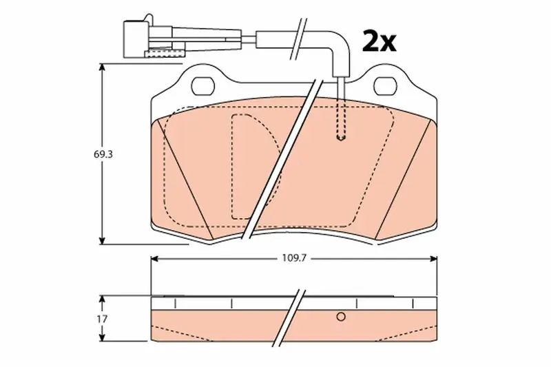 Handler.Part Brake pad set, disc brake TRW GDB1191 1