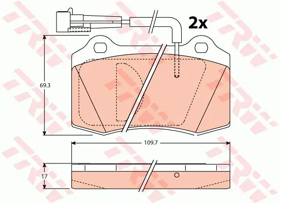 Handler.Part Brake pad set, disc brake TRW GDB1191 3