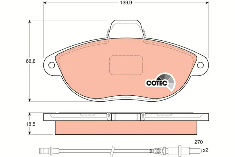 Handler.Part Brake pad set, disc brake TRW GDB1216 1