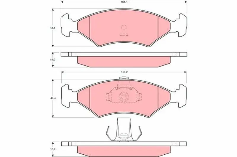 Handler.Part Brake pad set, disc brake TRW GDB1222 1