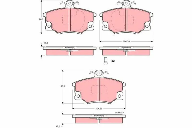 Handler.Part Brake pad set, disc brake TRW GDB1223 1