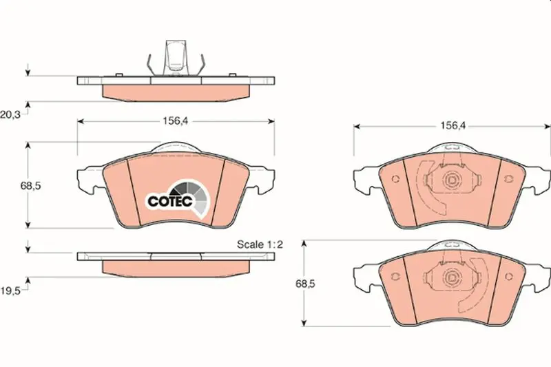 Handler.Part Brake pad set, disc brake TRW GDB1282 1