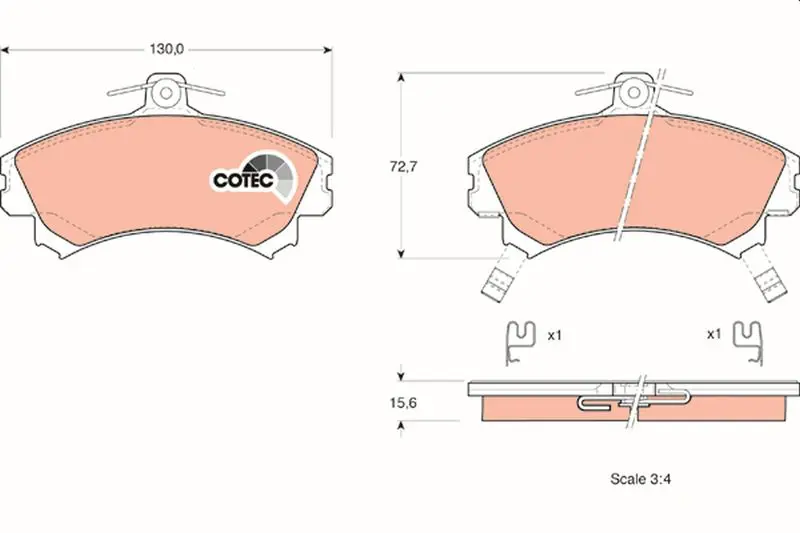 Handler.Part Brake pad set, disc brake TRW GDB1317 1