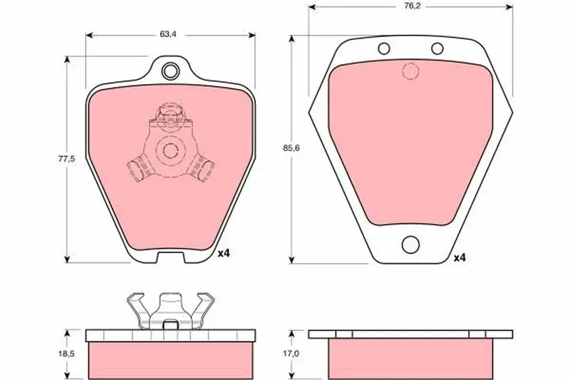 Handler.Part Brake pad set, disc brake TRW GDB1323 1