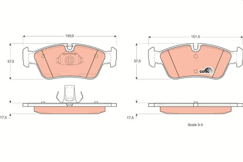 Handler.Part Brake pad set, disc brake TRW GDB1348 1