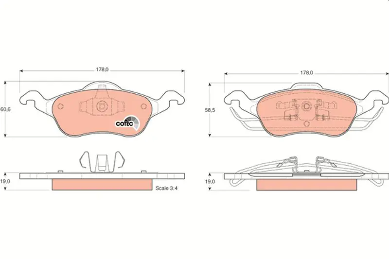 Handler.Part Brake pad set, disc brake TRW GDB1358 1