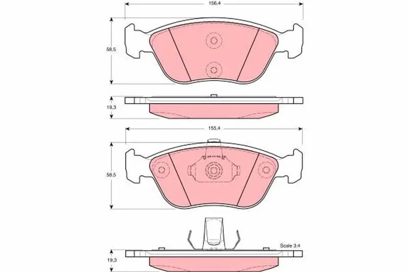 Handler.Part Brake pad set, disc brake TRW GDB1406 1