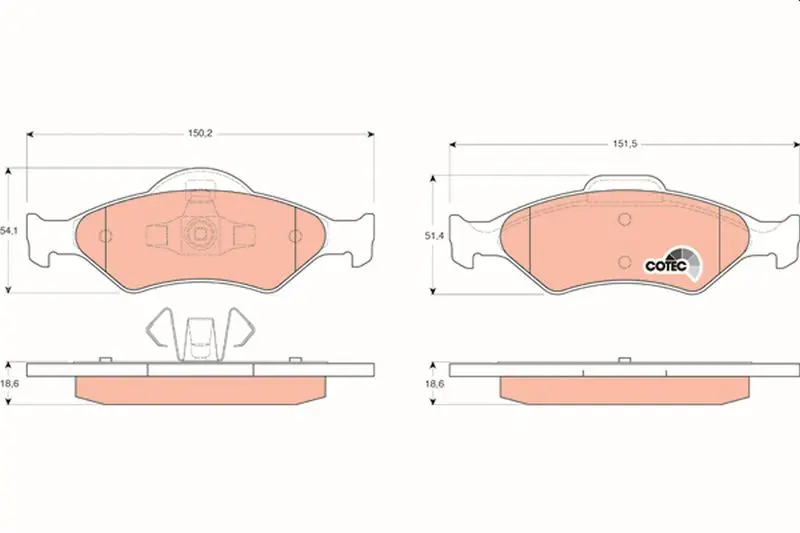 Handler.Part Brake pad set, disc brake TRW GDB1418 1