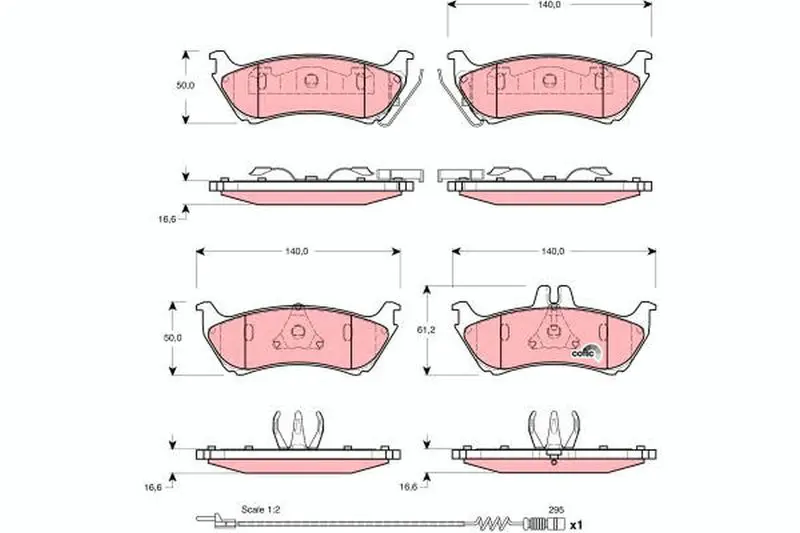 Handler.Part Brake pad set, disc brake TRW GDB1456 1