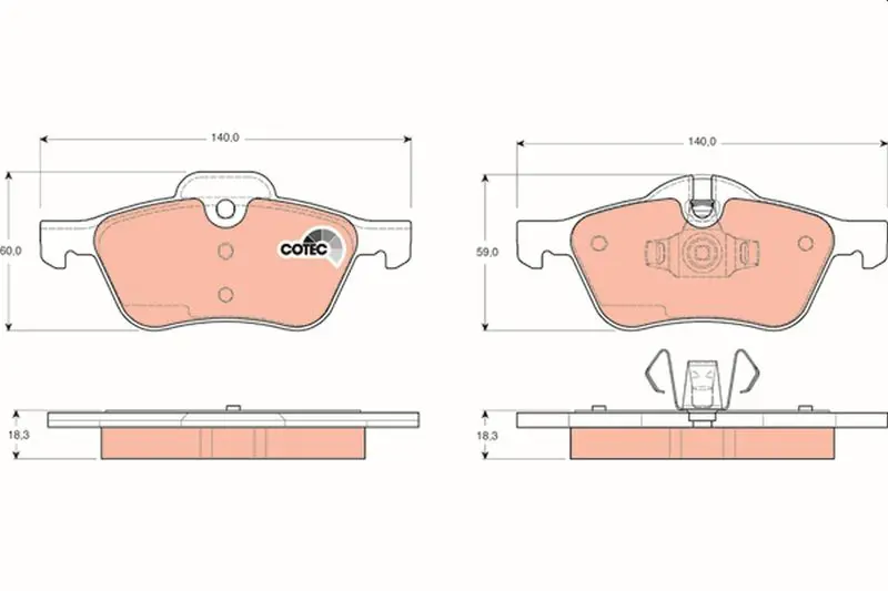 Handler.Part Brake pad set, disc brake TRW GDB1476 1