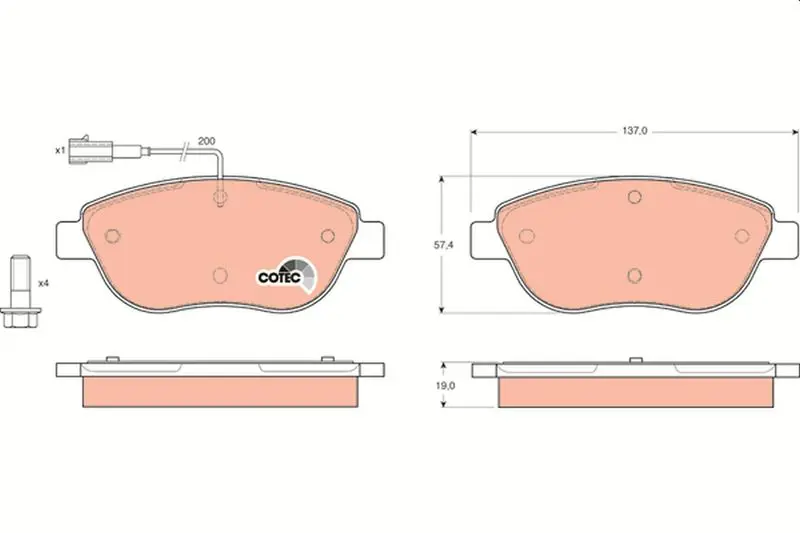 Handler.Part Brake pad set, disc brake TRW GDB1483 1