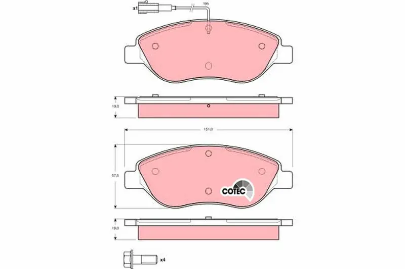 Handler.Part Brake pad set, disc brake TRW GDB1484 1