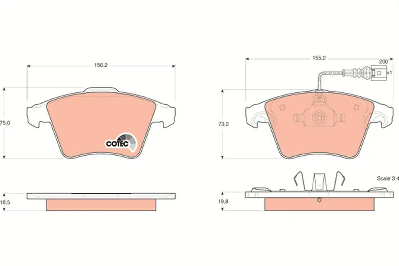 Handler.Part Brake pad set, disc brake TRW GDB1555 1