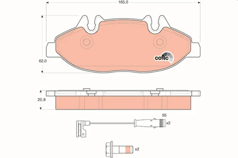 Handler.Part Brake pad set, disc brake TRW GDB1600 1