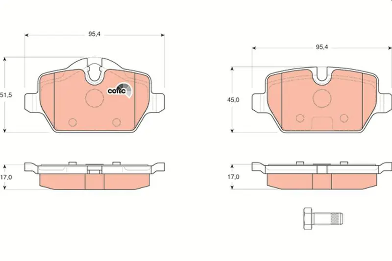 Handler.Part Brake pad set, disc brake TRW GDB1612 1