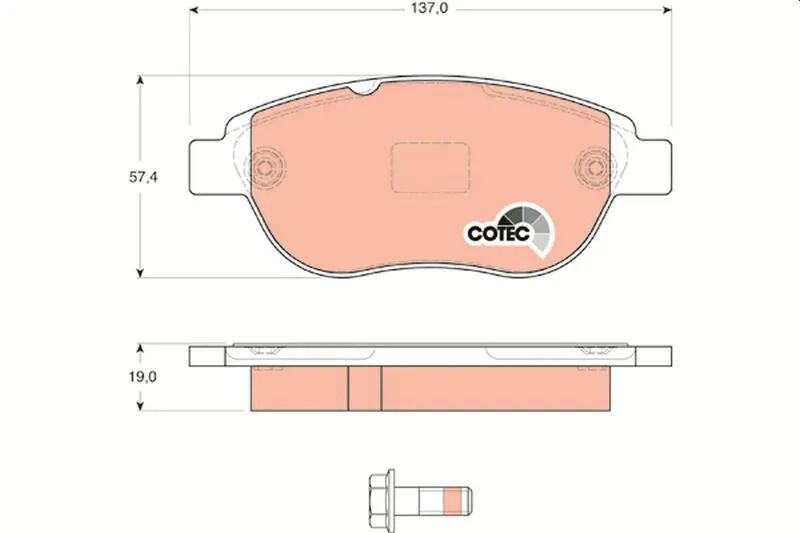 Handler.Part Brake pad set, disc brake TRW GDB1624 1